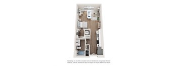 Floor Plan for a studio apartment at Tanager Echo