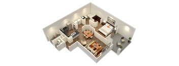 Elbert - 3D floor plan - 650 SQFT