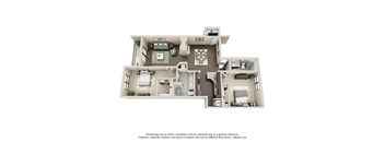 A 3D floor plan of a house with rooms labeled.