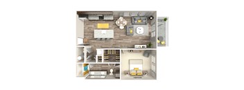 a 1 bedroom floor plan  395