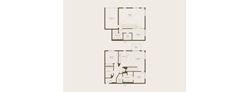 Two floor plans for a house with a garage and a living room.