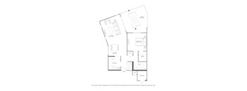 A floor plan of a house with rooms labeled, such as a kitchen and a bath.