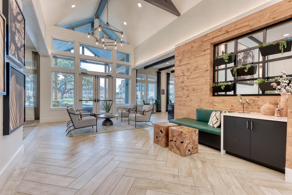 the lobby at the bradley braddock road station apartments