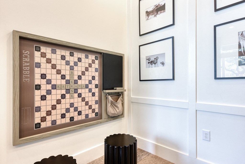 a chessboard on the wall of a room