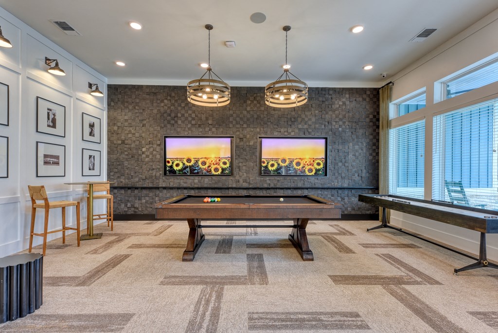 a games room with a pool table and a ping pong table