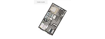 A floor plan of a third floor apartment layout.