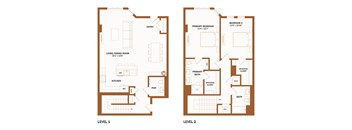 A floor plan of a two-level home with labeled rooms.