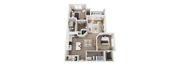 a stylized floor plan of a 1 bedroom192 sq ft house