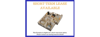 A floor plan is displayed for a short-term lease available.