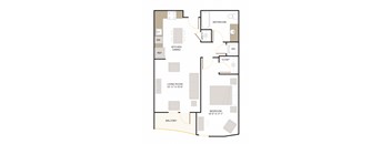 B2.3 Floor Plan 1 Bed - 1 Bath |810 sq. ft.