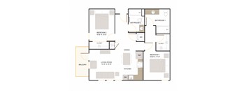 C2 Floor Plan 2 Bed - 2 Bath |1,010 sq. ft.