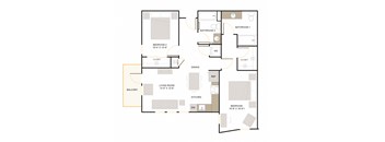 C2.2 Floor Plan 2 Bed - 2 Bath |1,072 sq. ft.