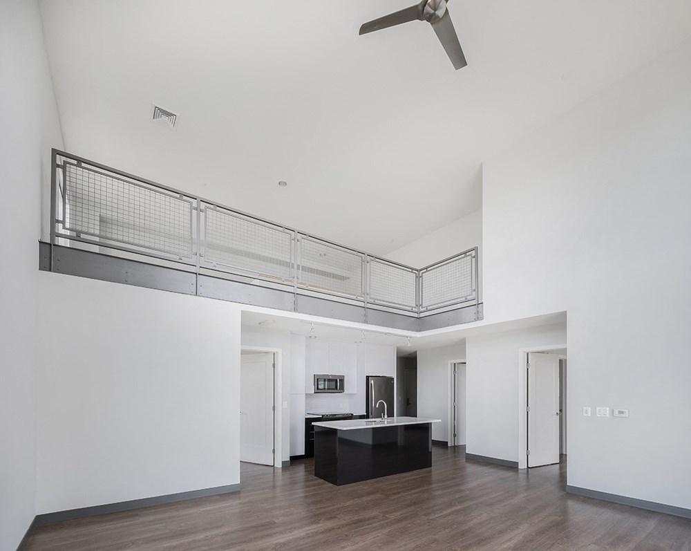 a view of the kitchen from the living room
