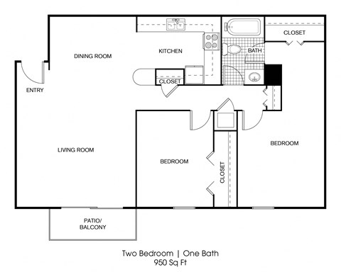 2 bedroom 1 bathroom floor plan