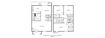 3 bedroom 2 bathroom floor plan