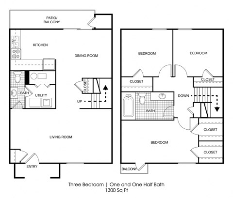 3 bedroom 2 bathroom floor plan