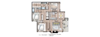 The Nest 1,348 Sq.Ft. FP at Blu on the Boulevard, Baton Rouge, LA