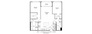 B7 2 Bed Floorplan at Grey House, Houston, 77027
