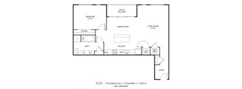 A29 1 Bed Floorplan at Grey House, Texas
