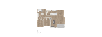 A floor plan of a property with three bedrooms and two bathrooms.