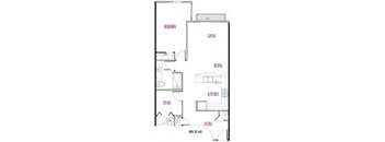 A floor plan of a house with labeled rooms such as Bedroom, Bathroom, Dining, Study, Kitchen, and Living room.