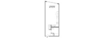 A floor plan of a living/dining area that is 28"-5" x 14"-11".
