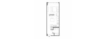 A floor plan of a living and dining area sized 25'-6" X 13'-0".