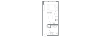 A floor plan of a living/dining area that is 19"-11" x 13"-0".