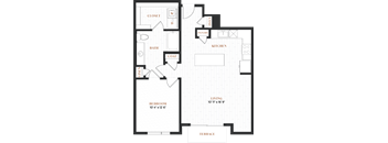 a floor plan of a bedroom apartment with a bathroom and a living room
