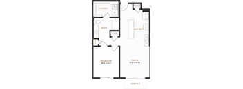 a floor plan of a bedroom apartment with a bathroom and a living room
