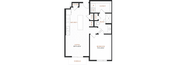 floor plan of the first floor of an asymmetrical floor plan for a home