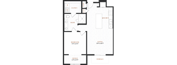 one bedroom layout in apartment