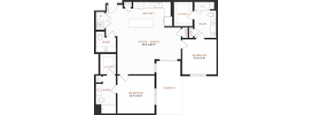 a floor plan of a house with a combination of bedrooms and a living room