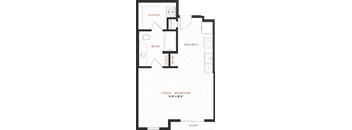 a floor plan of a bedroom apartment with a bathroom and a living room