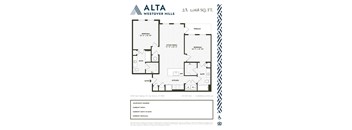 A floor plan for a 2A 1,068 SQ. FT. Alta Westover Hills apartment.