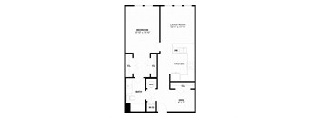 floor plan of the first floor of a 1 bedroom floor plan