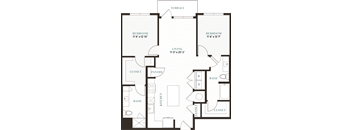 a floor plan of a house with a combination of bedrooms and a living room
