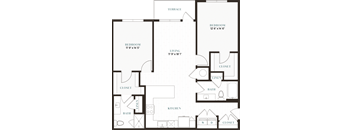 a floor plan of an open floor plan with a bedroom and a living room