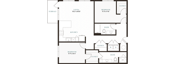 a floor plan of a home with bedrooms and a living room