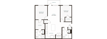 a floor plan of a house with bedrooms and a kitchen and a living room