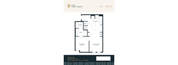 A floor plan for a 736 square foot home at Alta Piney Creek.