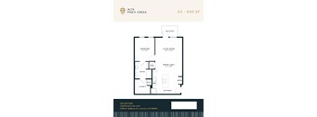 A floor plan for a 2 bedroom apartment at Alta Piney Creek.