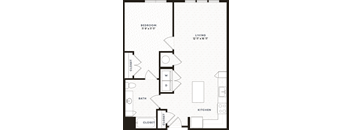 a floor plan of a room with a bedroom and a bathroom
