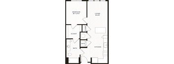a floor plan of a bedroom apartment with a bathroom and a living room