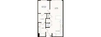 the floor plan for a small modern apartment with a bathroom and a bedroom