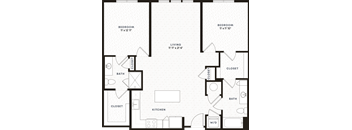 a floor plan of an open floor plan with a bedroom and a living room