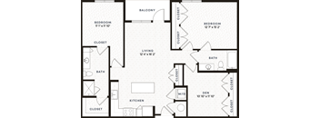 schematic floor plan of the studio floor plan with bedrooms and baths
