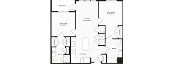 a floor plan of a room with a bathroom and a bedroom