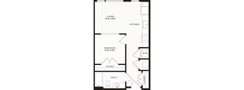 a floor plan of a small house with a bedroom and a bathroom