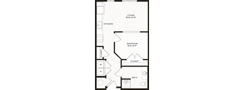 a floor plan of a small house with a bedroom and a bathroom